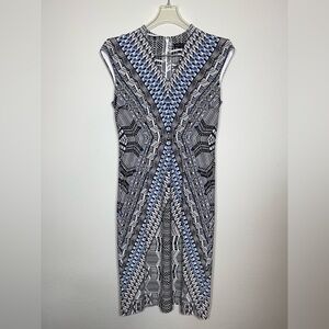 🎉HP🎉 White House Black Market Geometric Patterned Sleeveless Dress Blue Accents